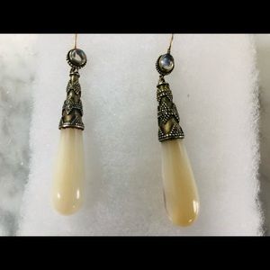 Vintage silver moonstone & pearl drop earrings